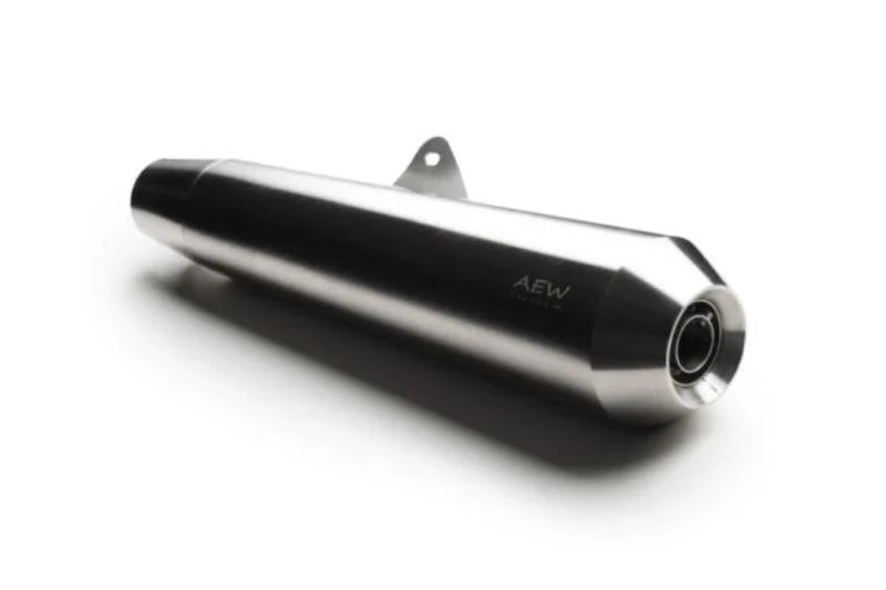 AEW TE 103 Megaphone Performance Exhaust for Interceptor 650 / Continental GT 650 | Black & Stainless Steel Variants — Stainless Steel Matt Polish image 10