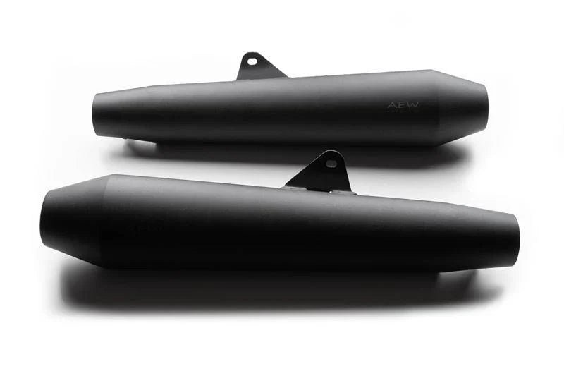 AEW TE 102 Megaphone Performance Exhaust for Interceptor 650 / Continental GT 650 | Black, Stainless Steel & Mirror Polish — Stainless Steel Heat Resistant Black image 2