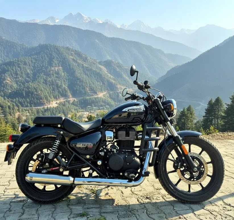 SS Motocorp Slip-On Exhaust for Royal Enfield Meteor 350 | Steel Polished & Matte Black Finish Performance Silencer — Matte Black Finish image 3