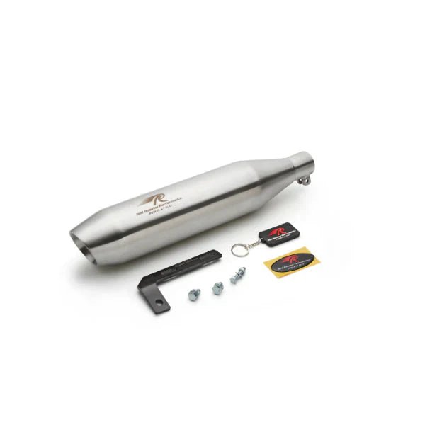 Red Rooster Rumbler Max Exhaust for Royal Enfield Hunter 350 & Royal Enfield Meteor 350 (Polish / Matte / Black) — Black image 5