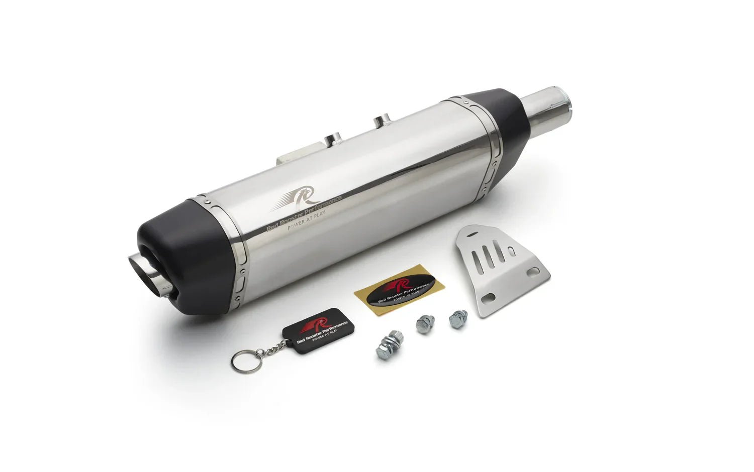 Red Rooster Vertex Exhaust for Himalayan & Scram 411 – Performance Slip-On (Polish / Matte / Black) — Black image 3