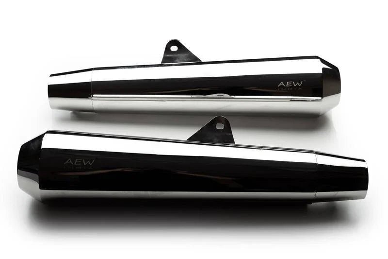 AEW TE 103 Megaphone Performance Exhaust for Interceptor 650 / Continental GT 650 | Black & Stainless Steel Variants — Stainless Steel Matt Polish image 4