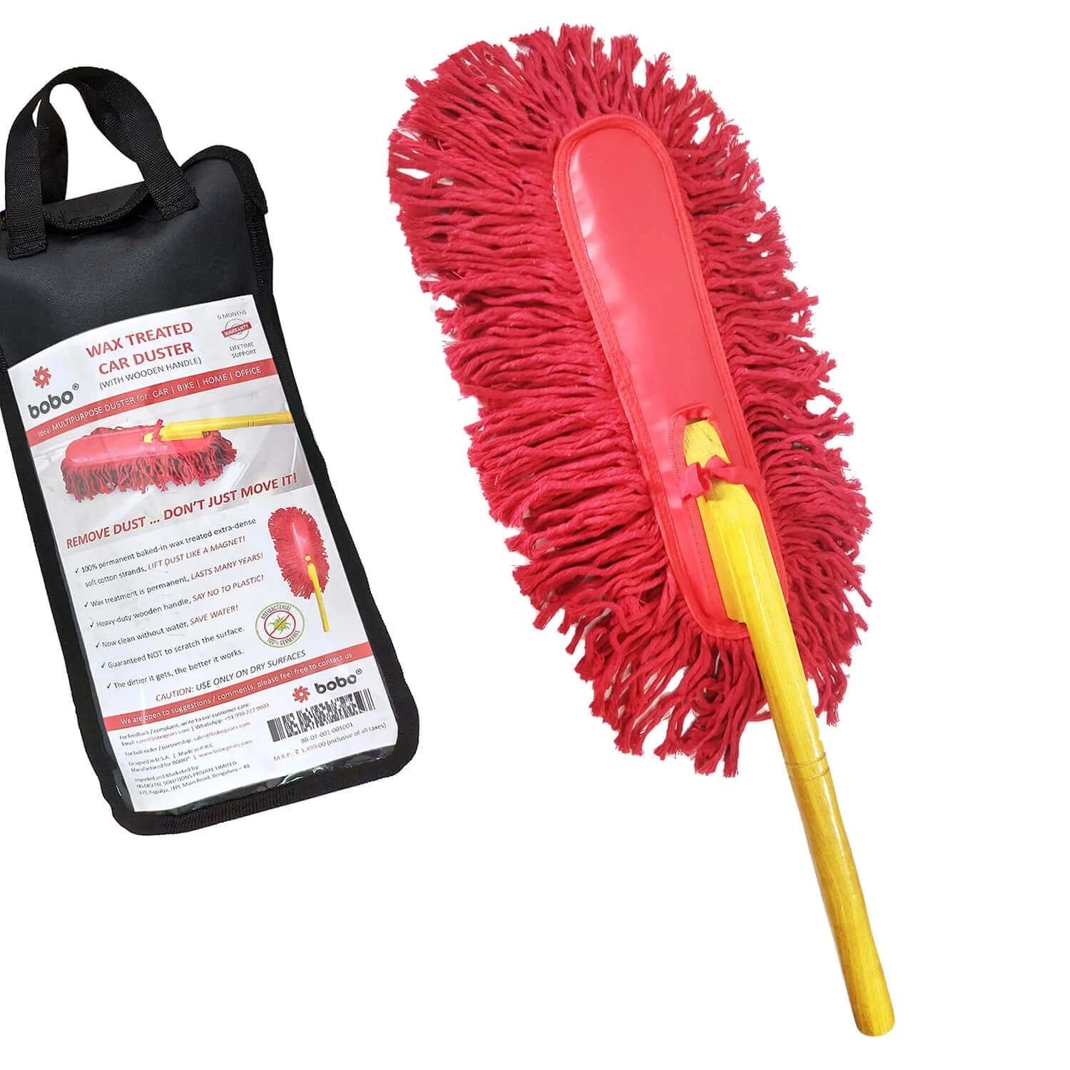 BOBO Car Duster – Premium Wax Treated Strands With Durable Solid Wood Handle – Includes Storage Cover — 2 image 2