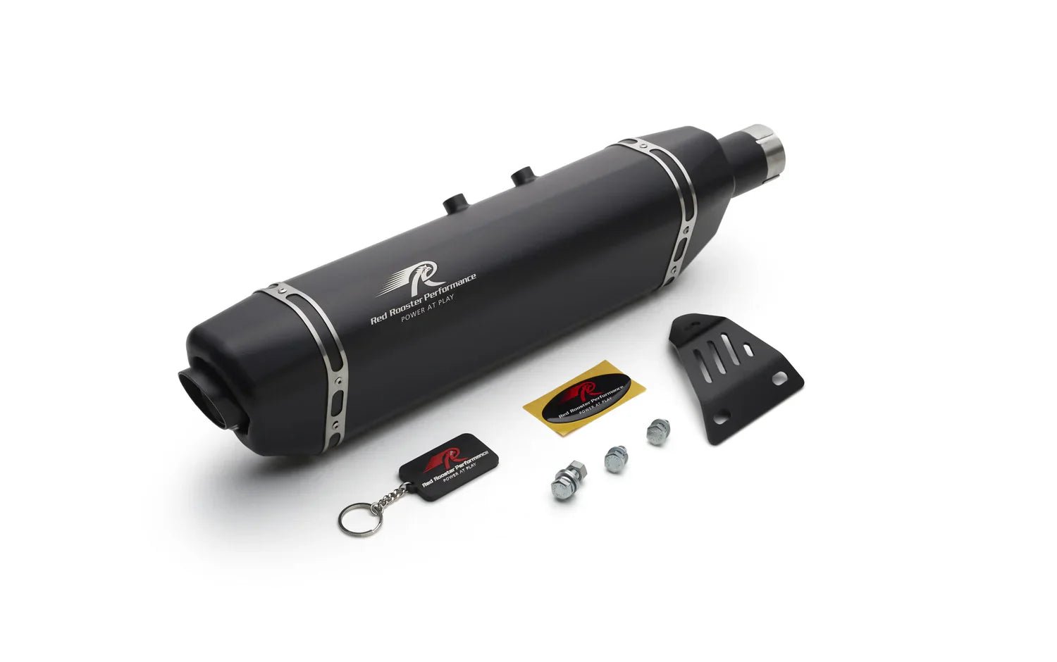 Red Rooster Vertex Exhaust for Himalayan & Scram 411 – Performance Slip-On (Polish / Black / Matte) — Black