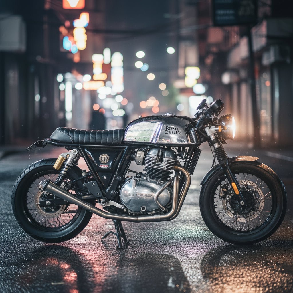 SS Motocorp Performance Bred 2x1 Full System Exhaust with Slim Can for Royal Enfield Interceptor 650 & Continental GT 650 | Matte & Mirror Finish — 2 Nos. o2 Sensors-Old Version- Matte Finish