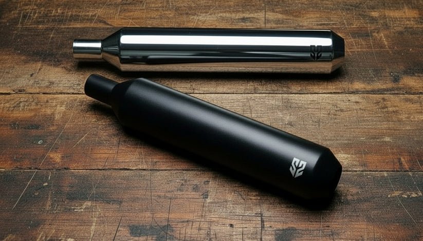 SS Motocorp Slip-On Exhaust for Royal Enfield Classic Reborn 350 | Steel Polished & Matte Black Finish Performance Silencer — Steel Polished Finish image 4