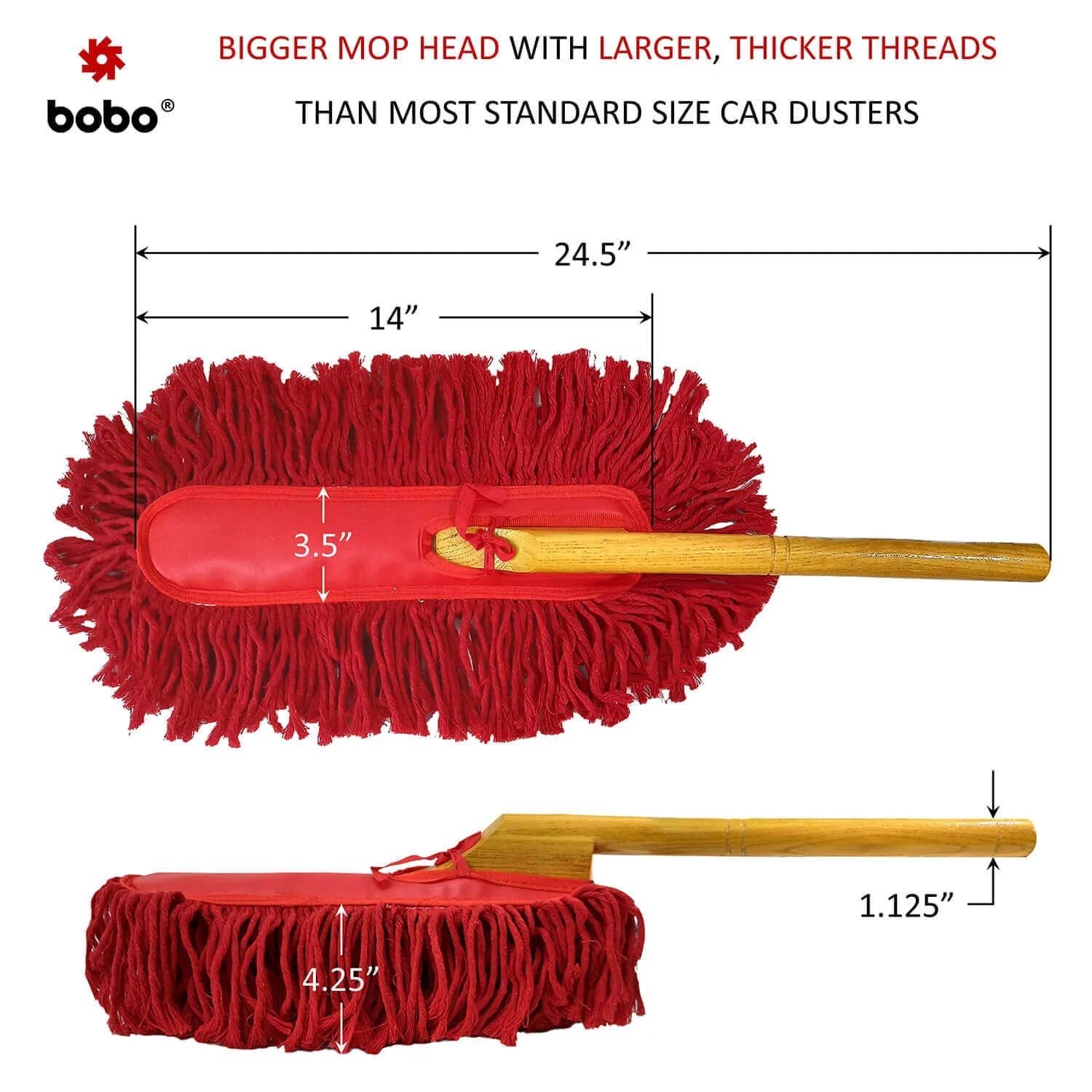 BOBO Car Duster – Premium Wax Treated Strands With Durable Solid Wood Handle – Includes Storage Cover — 2 image 3