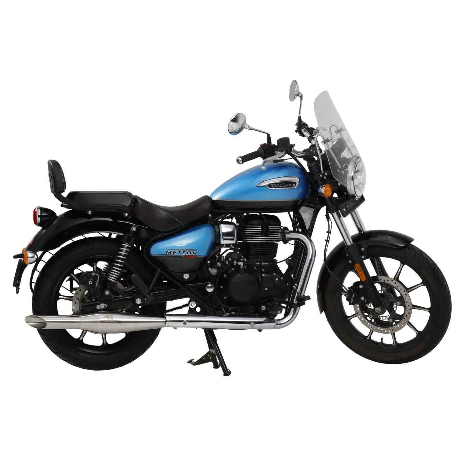 Red Rooster Rumbler Ace Exhaust for Royal Enfield Meteor 350 – Polish / Black / Matte — Black image 8