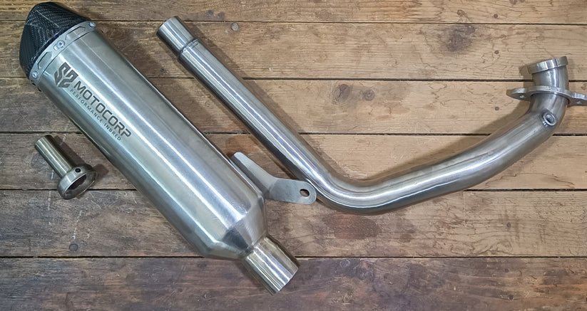SS Motocorp Full System Exhaust for Royal Enfield Himalayan 450 | Stainless Steel Header + Carbon Fiber Tip Slip-On Performance Exhaust image 5
