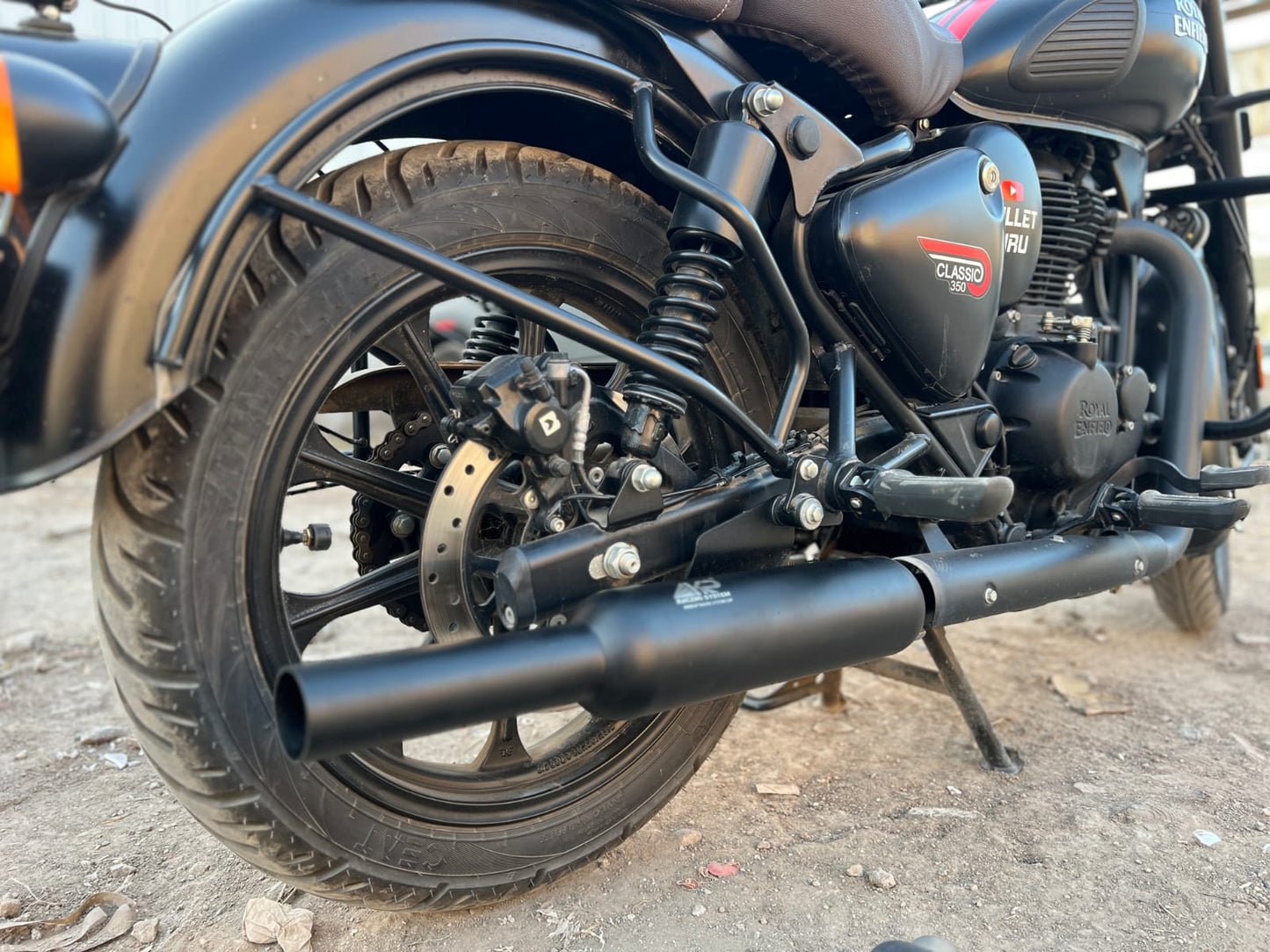 KP Racing System INDORI Performance Exhaust Black for Royal Enfield Bullet 350, Classic 350 Reborn & Meteor 350 (J-Series) | SS304 Dug Dug Sound Silencer
