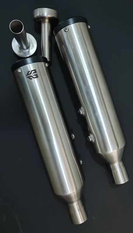 SS Motocorp Adaptable Slip-On Exhaust (Pair) for Royal Enfield Super Meteor 650 | Steel Finish Performance Silencer with DB Killers image 2