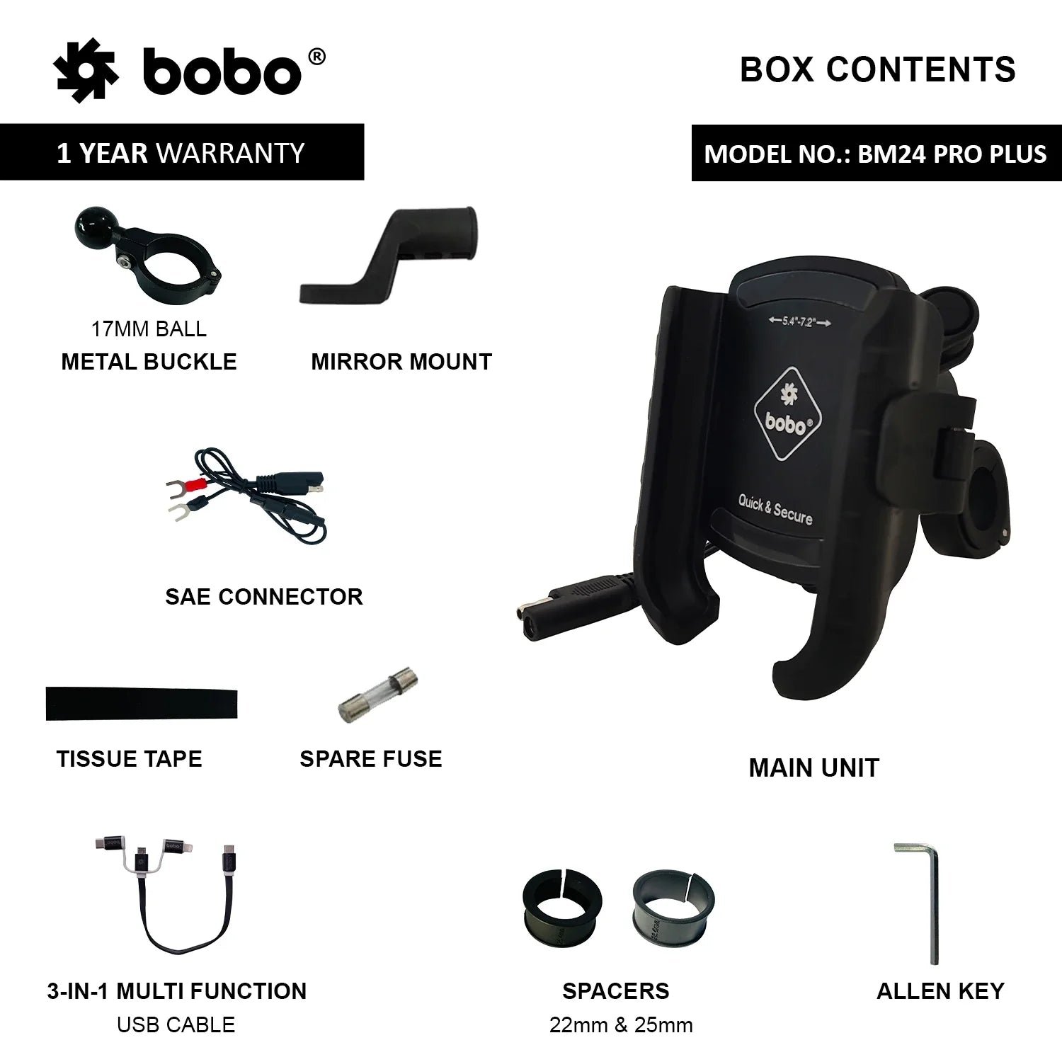 BOBO BM24 PRO PLUS Quick Release Bike Phone Holder with 36W USB-C Charger image 5