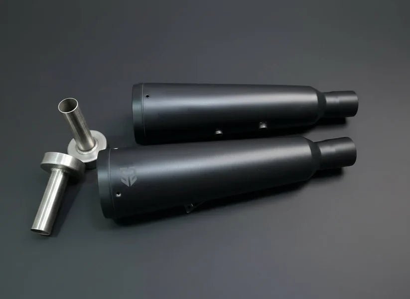 SS Motocorp Adaptable Slip-On Exhaust (Pair) Fat Cans for Royal Enfield Interceptor 650 / Continental GT 650 | Matte, Mirror & Black Finish — Matte Finish image 3