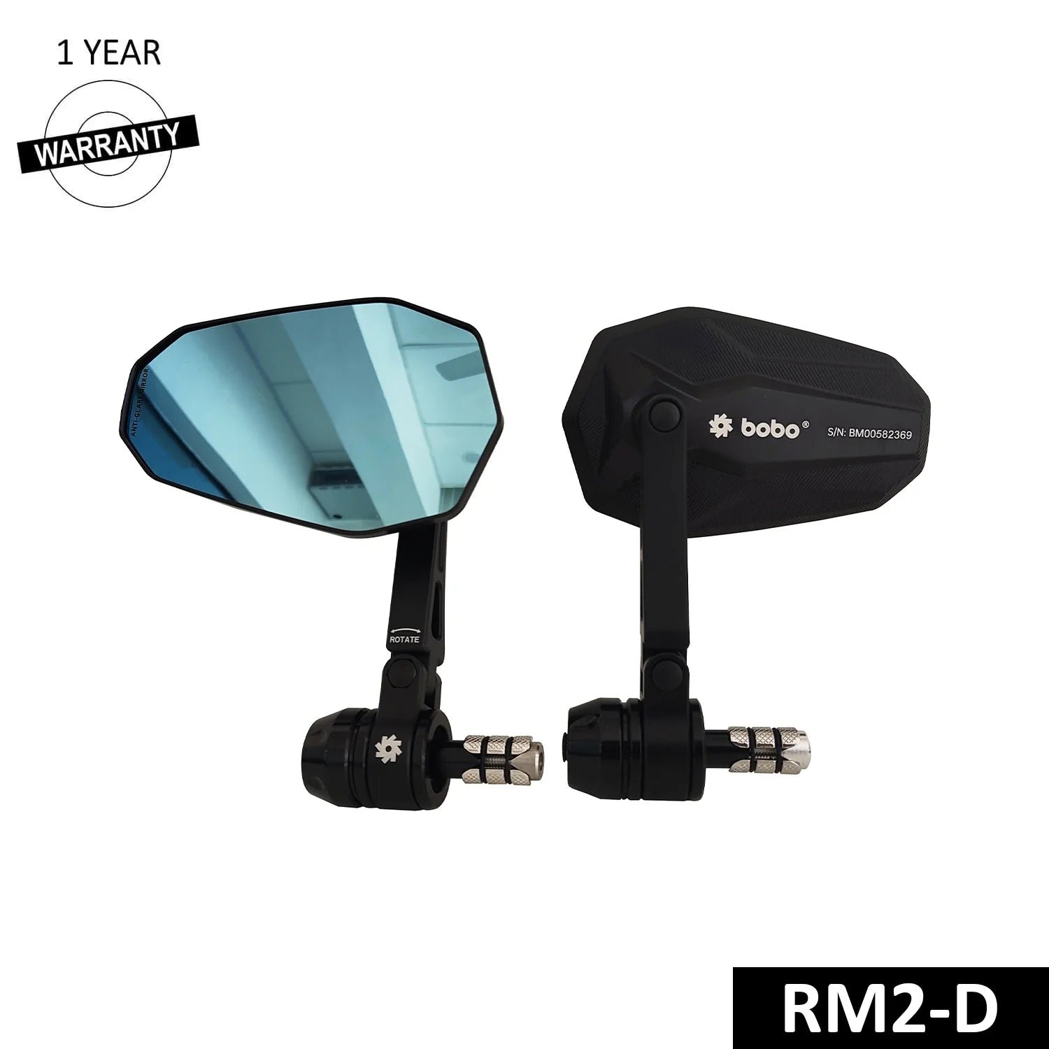 BOBO RM2-D Anti-Glare, Anti-Fog Bike Bar End Mirror image 2