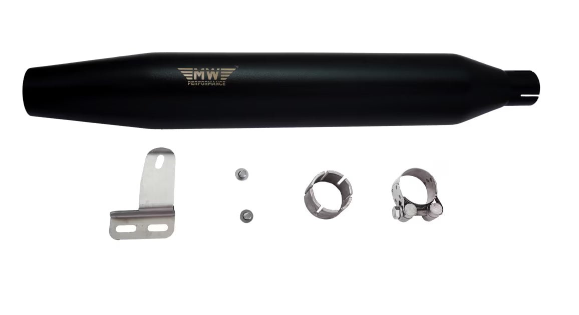 Motowings Performance Type II Cone Barrel Exhaust (Black Texture) for Royal Enfield Classic 350/500 UCE | Deep Thump Slip-On Upgrade