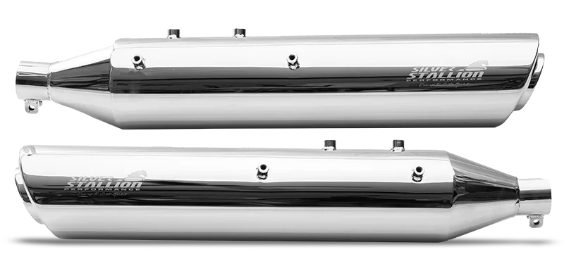 Silver Stallion Performance Exhaust for Royal Enfield Classic 650 | +2 BHP Power Boost Slip-On Exhaust | Silver, Matte Black & Brushed — Brushed