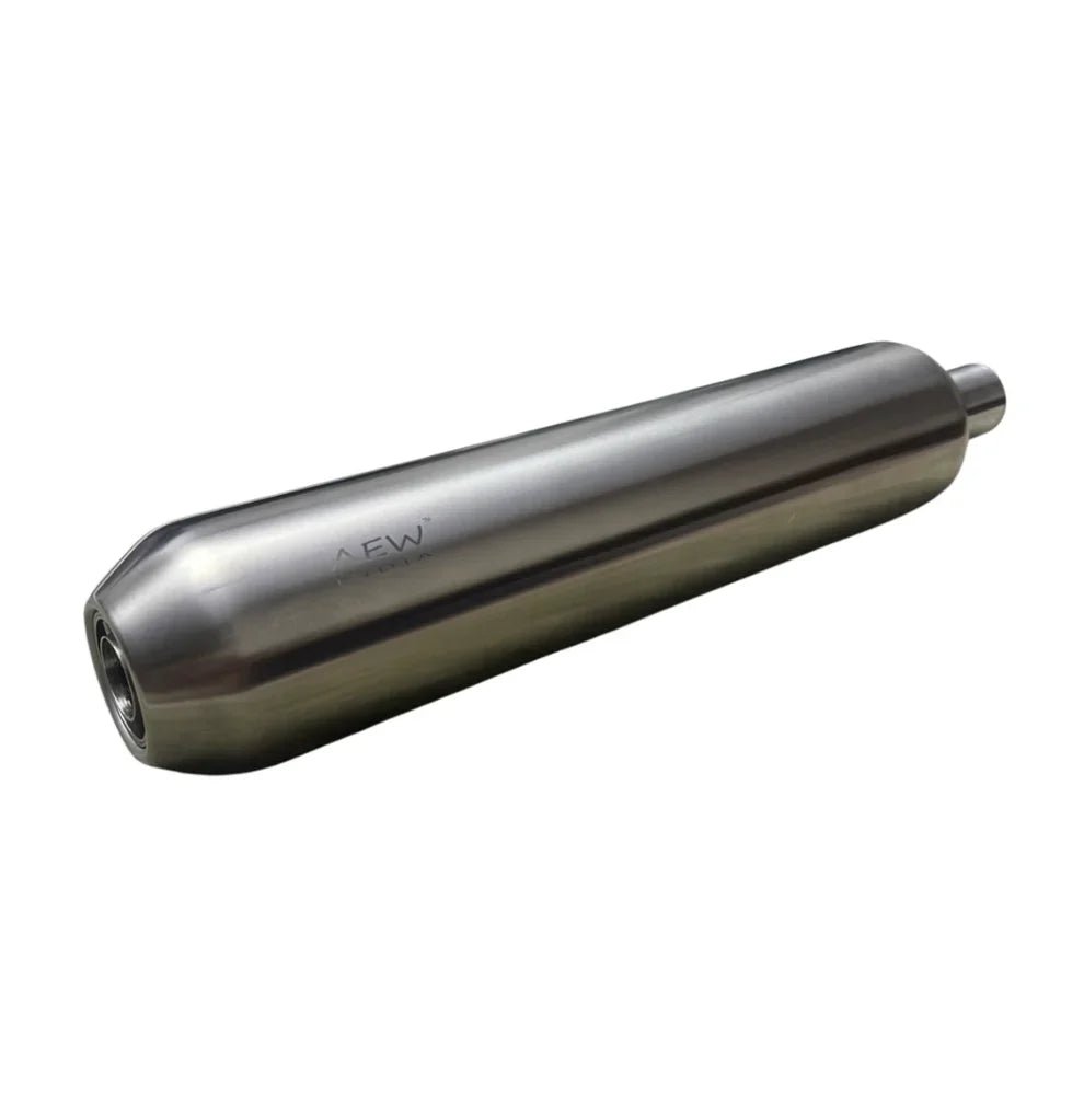 AEW TE 202 Performance Exhaust for Royal Enfield Super Meteor 650 | Stainless Steel & Chrome Exhaust Silencer — Stainless Steel Matt Polish image 5
