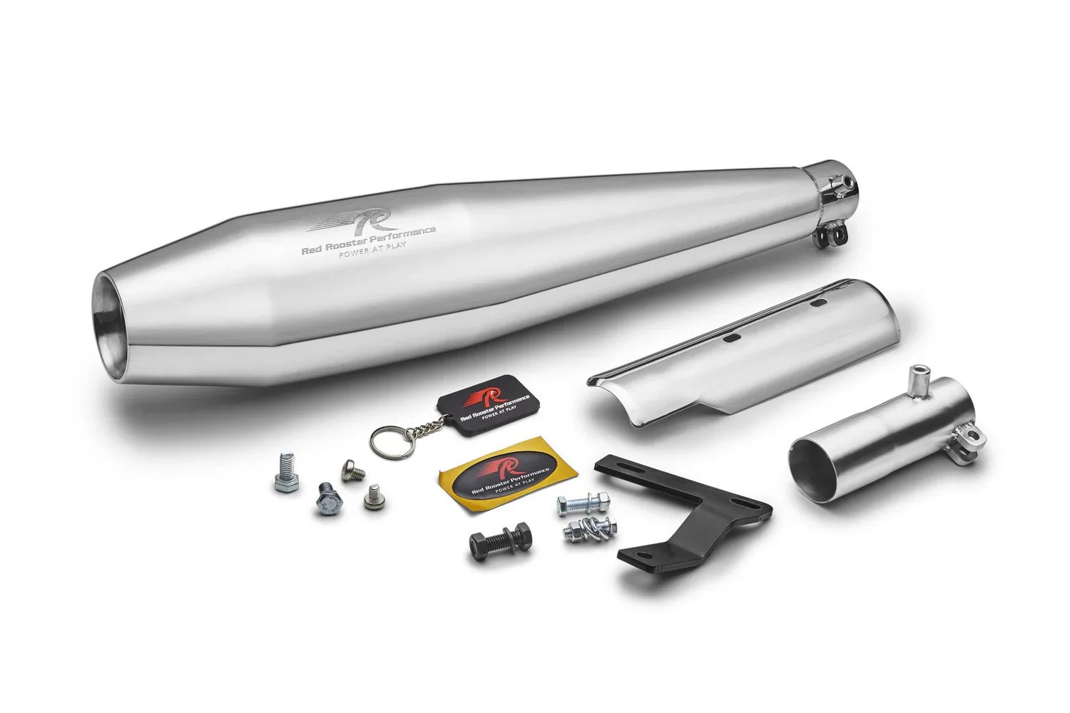 Red Rooster Pegasus Exhaust for Honda H’ness CB350 (Polish / Black) — Black image 2