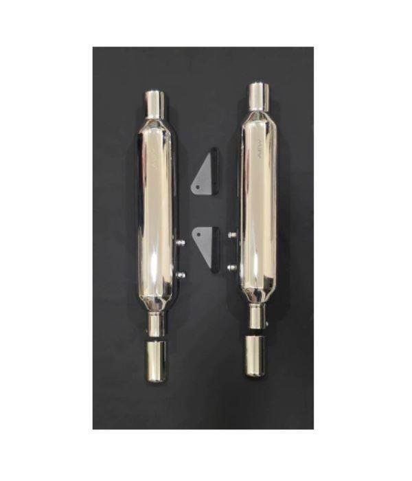 AEW TE204 Classic 650 Performance Exhaust Mirror Polish | Royal Enfield Slip-On Stainless Steel Exhaust