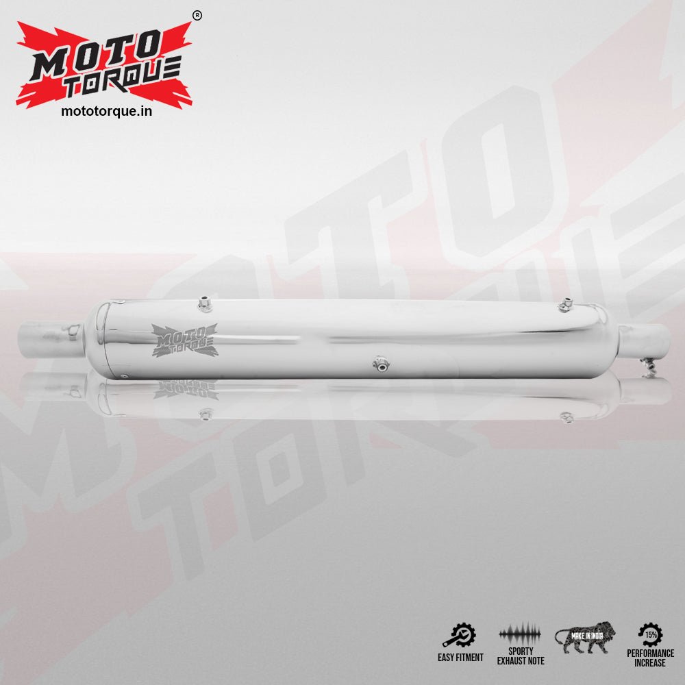 Moto Torque Replica Chrome Exhaust for Royal Enfield Classic 350/500 BS6 | Performance Exhaust with Deep Bass Sound image 3