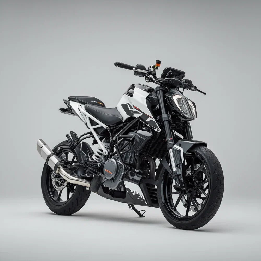 Barrel Rogue Steel Slip-On Exhaust with Link Pipe for KTM Duke 390 / RC 390 / Adventure 390 / Duke 250 / RC 250 | 304 Stainless Steel Performance Exhaust (Rogue 1.0 & Rogue 2.0) — KTM RC 390 BS4 / Rogue 2.0