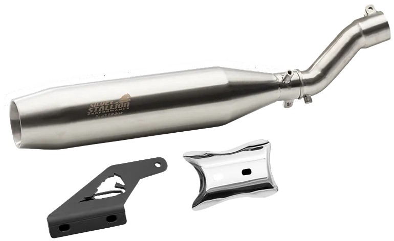 Triumph Speed 400 / Scrambler 400X / T4 Blaze Performance Exhaust | Silver Stallion | +2 BHP Power Boost | Silver / Black Matte / Brushed — Silver