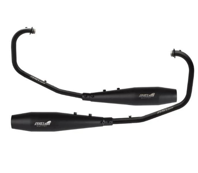 Royal Enfield Interceptor 650 / Continental GT 650 Full System Performance Exhaust | Silver Stallion Twins Exhaust | Silver / Black Matte / Brushed — Silver
