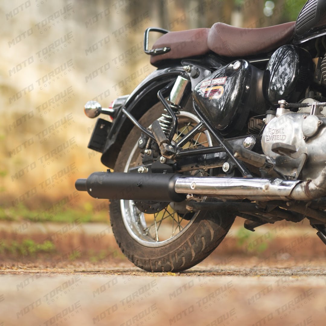 Moto Torque Replica Exhaust Black for Royal Enfield Classic 350 Reborn | Premium Black Performance Exhaust image 3
