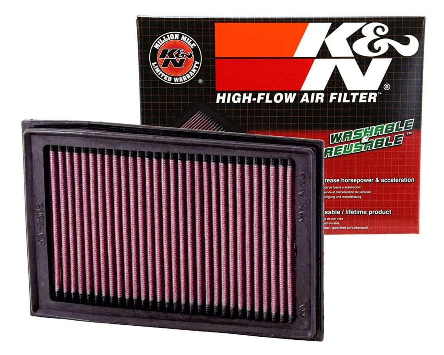 K&N KA-2508 High-Flow Air Filter for Kawasaki Ninja 250 / 300 (2008–2017) Performance Washable Filter image 3