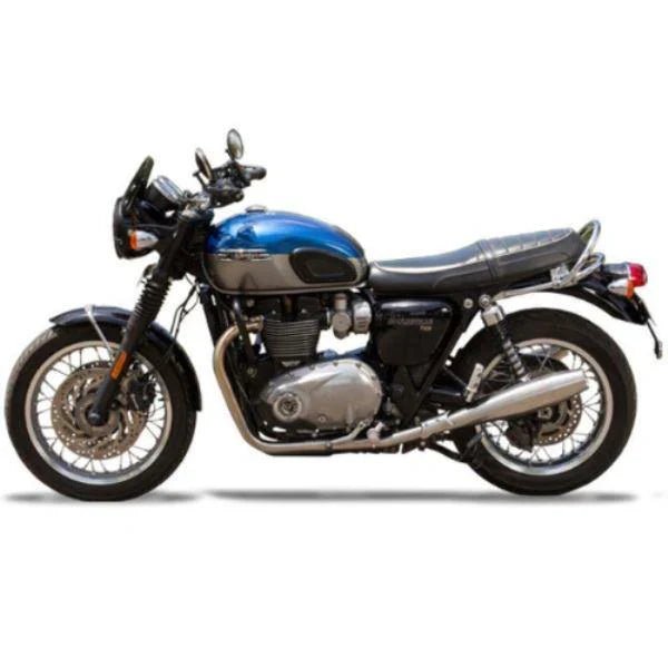 Triumph Bonneville T120 1200 Full System Exhaust | Silver Stallion Performance | Silver / Black Matte / Brushed — Brushed image 4