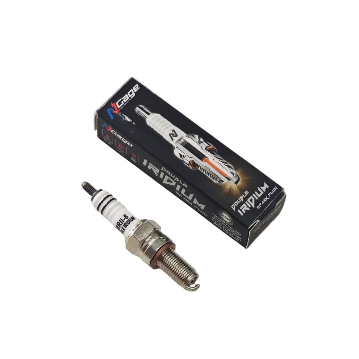 Ngage Double Iridium Spark Plug for Royal Enfield Himalayan 411, 440, Interceptor 650, Continental GT 650, Super Meteor 650, Shotgun 650, Classic 650 | B8RII-8 | High Performance Plug