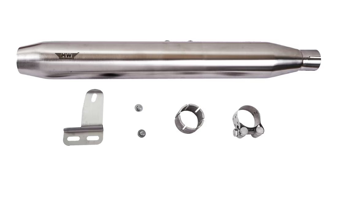 Motowings Performance Exhaust Type 1 Short Barrel Steel Matt for Royal Enfield Classic 350/500 | BS3 BS4 BS6 Compatible | Premium Stainless Steel 304 Silencer
