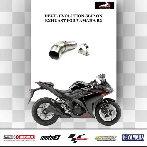 Devil Evolution Slip-On Exhaust with Link Pipe for Yamaha R3 | Titanium Finish Performance Silencer (D2.1 / D4M) image 2