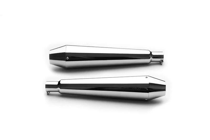 AEW TE 101 Megaphone Exhaust for Interceptor 650 / Continental GT 650 | Stainless Steel / Black / Chrome | AEW Silencer — MILD STEEL CHROME image 2