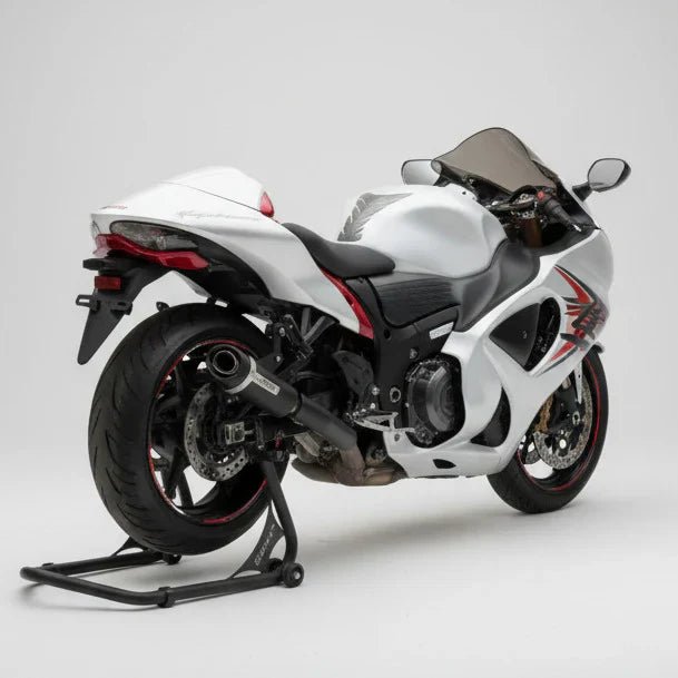 Barrel Outlaw 2.0 Slip-On Exhaust with Link Pipe for Suzuki Hayabusa Gen 3 | 304 Stainless Steel Performance Exhaust (Black/Titanium) — Titanium image 2