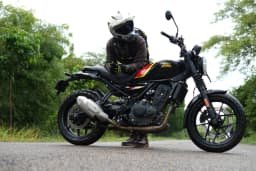 Powerage Slip-On Exhaust with De-Cat Pipe for Royal Enfield Guerrilla 450 - Brushed Steel image 5