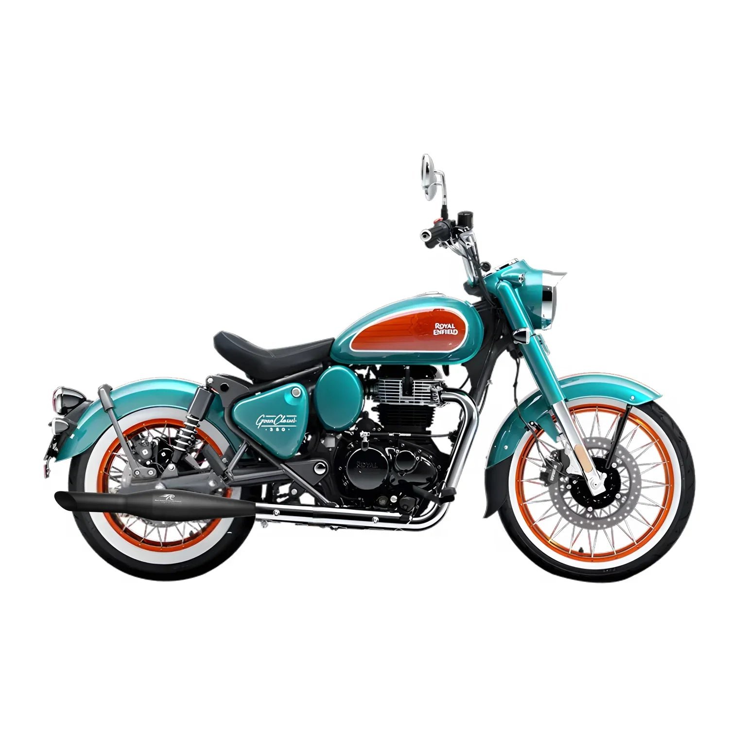 Red Rooster Rumbler Ace Exhaust for Royal Enfield Goan Classic 350 (Polish / Black / Matte) — Black