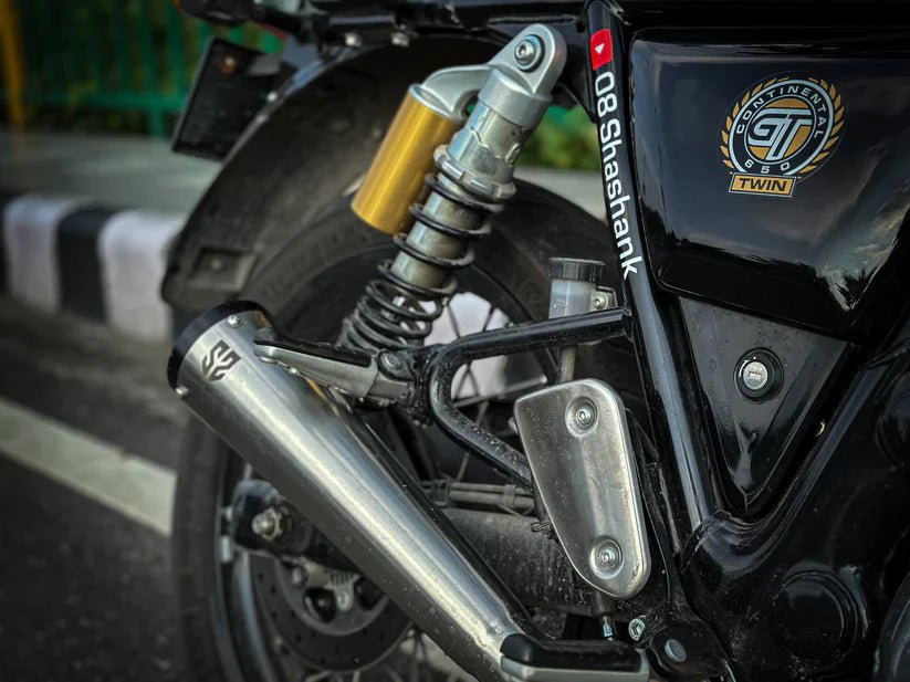 SS Motocorp 2x2 Full System Exhaust with Slim Cans for Royal Enfield Interceptor 650 / Continental GT 650 | Dual Exhaust Performance System (2 & 4 O2 Sensor Compatible) — 4 Nos. O2 Sensors-New Version - Mirror  Finish image 4