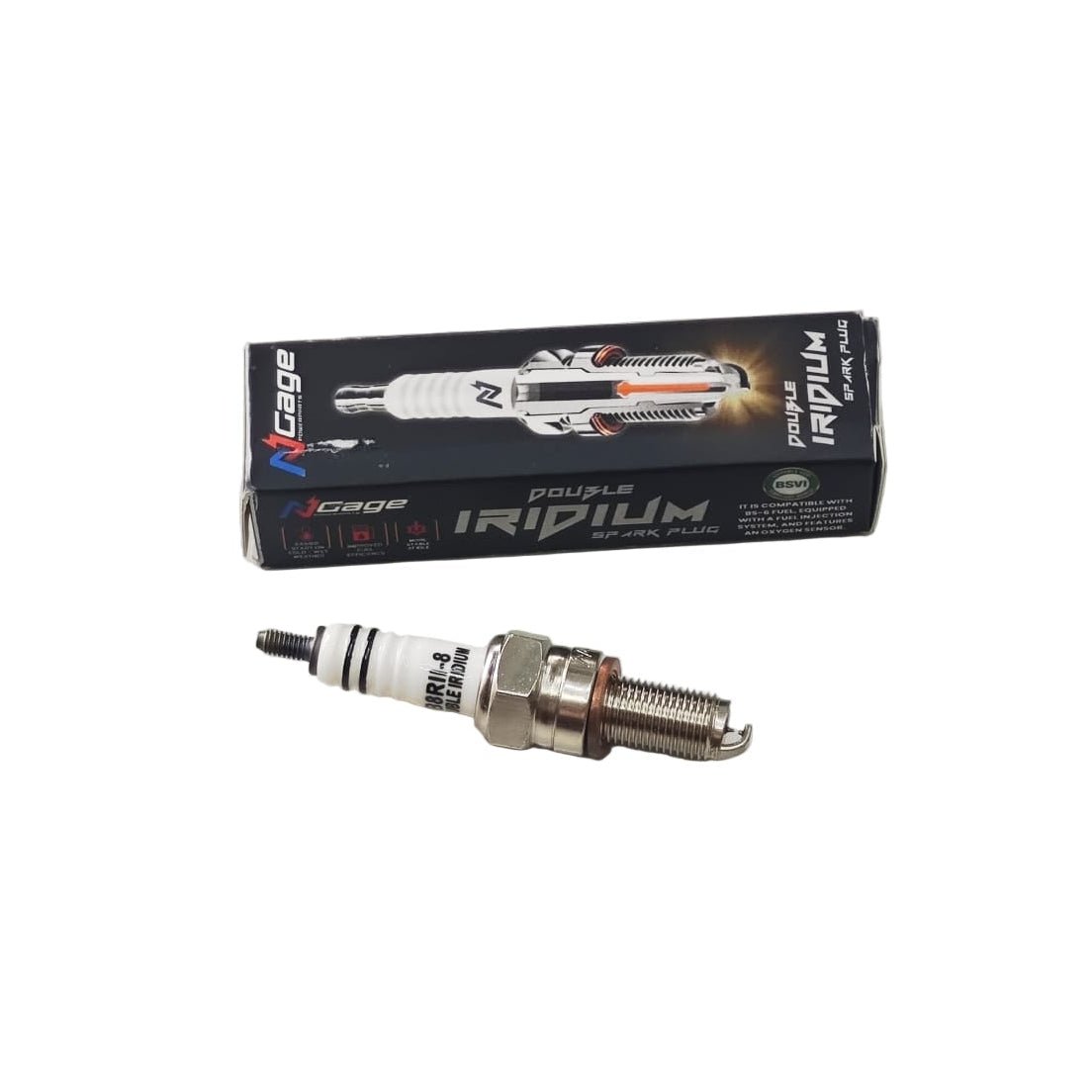 Ngage Double Iridium Spark Plug for Kawasaki Ninja 300, Ninja 250R & Ninja Z250 | B8RII-8 | High Performance Spark Plug image 2