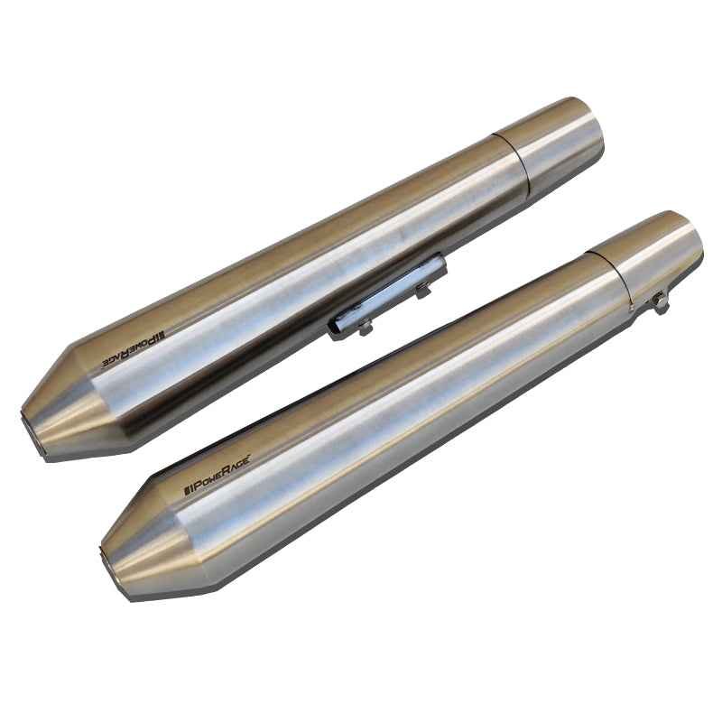 Powerage Slip-On Exhaust for Royal Enfield Continental GT 650 / Interceptor 650 - Brushed Steel Long