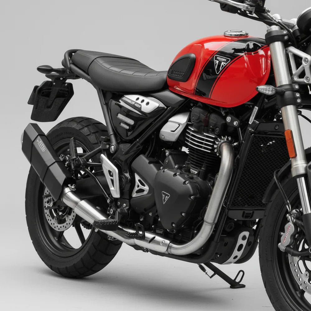 Barrel Rogue 2.0 Slip-On Exhaust with Link Pipe for Triumph Speed 400 / Scrambler 400X | 304 Stainless Steel Performance Exhaust (Black / Steel / Black & Steel) — Black