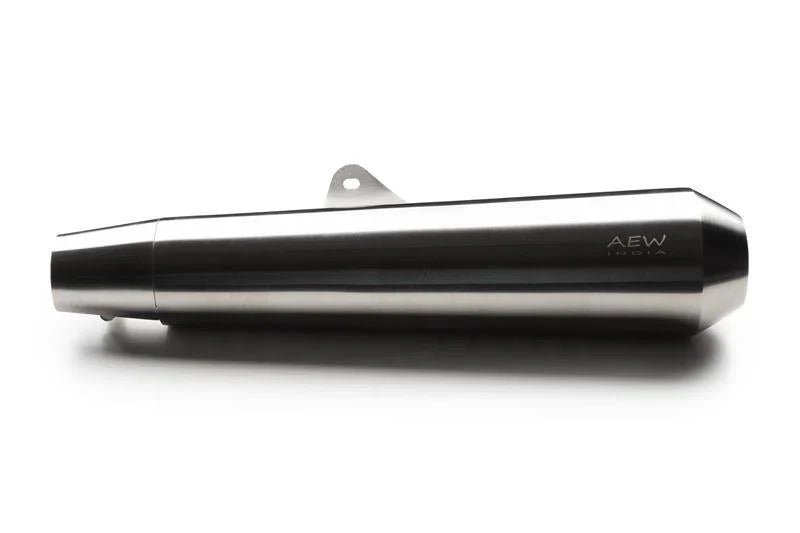 AEW TE 103 Megaphone Performance Exhaust for Interceptor 650 / Continental GT 650 | Black & Stainless Steel Variants — Stainless Steel Matt Polish image 9