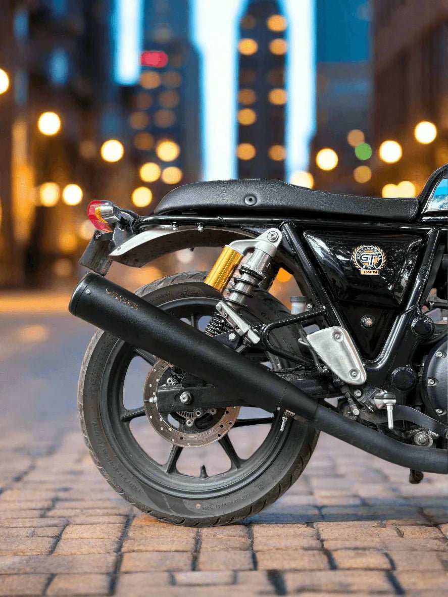Barrel Exhaust-10 Bass Master Slip-On Exhaust for Royal Enfield Interceptor 650 / Continental GT 650 (Black) | 304 Stainless Steel Performance Exhaust image 3