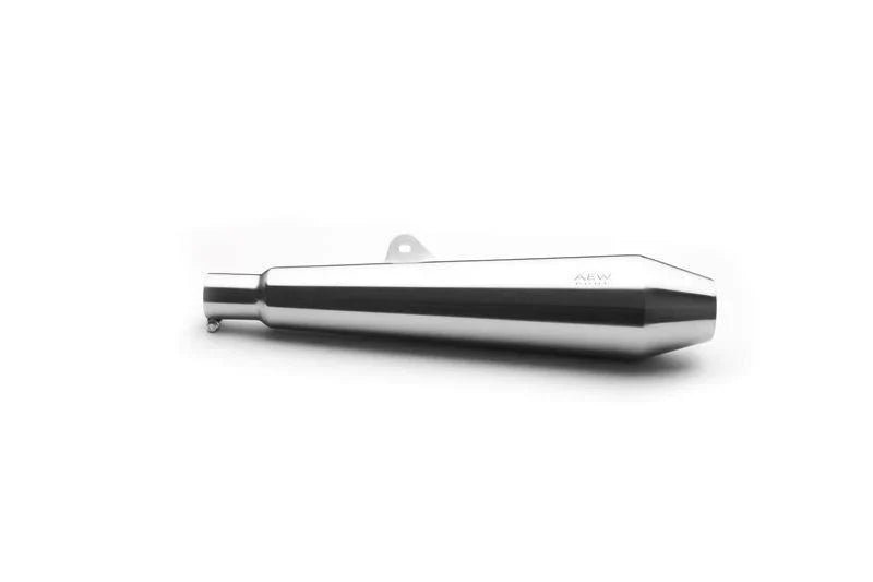 AEW TE 101 Megaphone Exhaust for Interceptor 650 / Continental GT 650 | Stainless Steel / Black / Chrome | AEW Silencer — STAINLESS STEEL MATT POLISH image 6