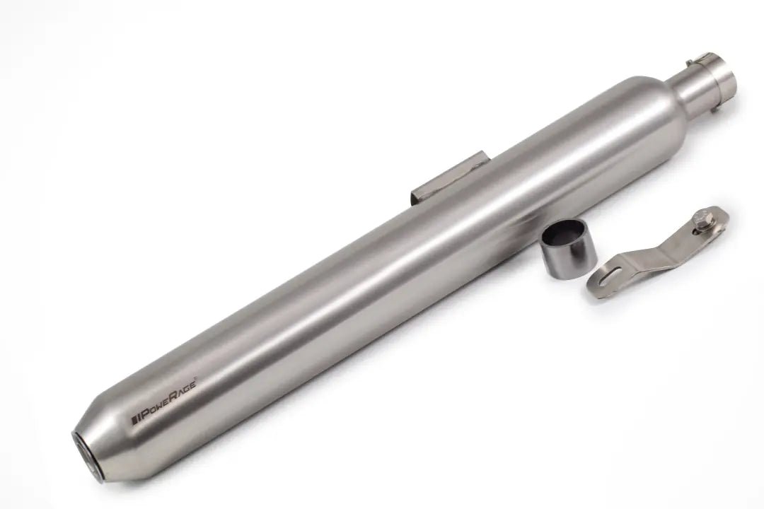 Powerage Slip-On Exhaust for Royal Enfield Classic / Bullet 350 / 500 - Brushed Steel Long