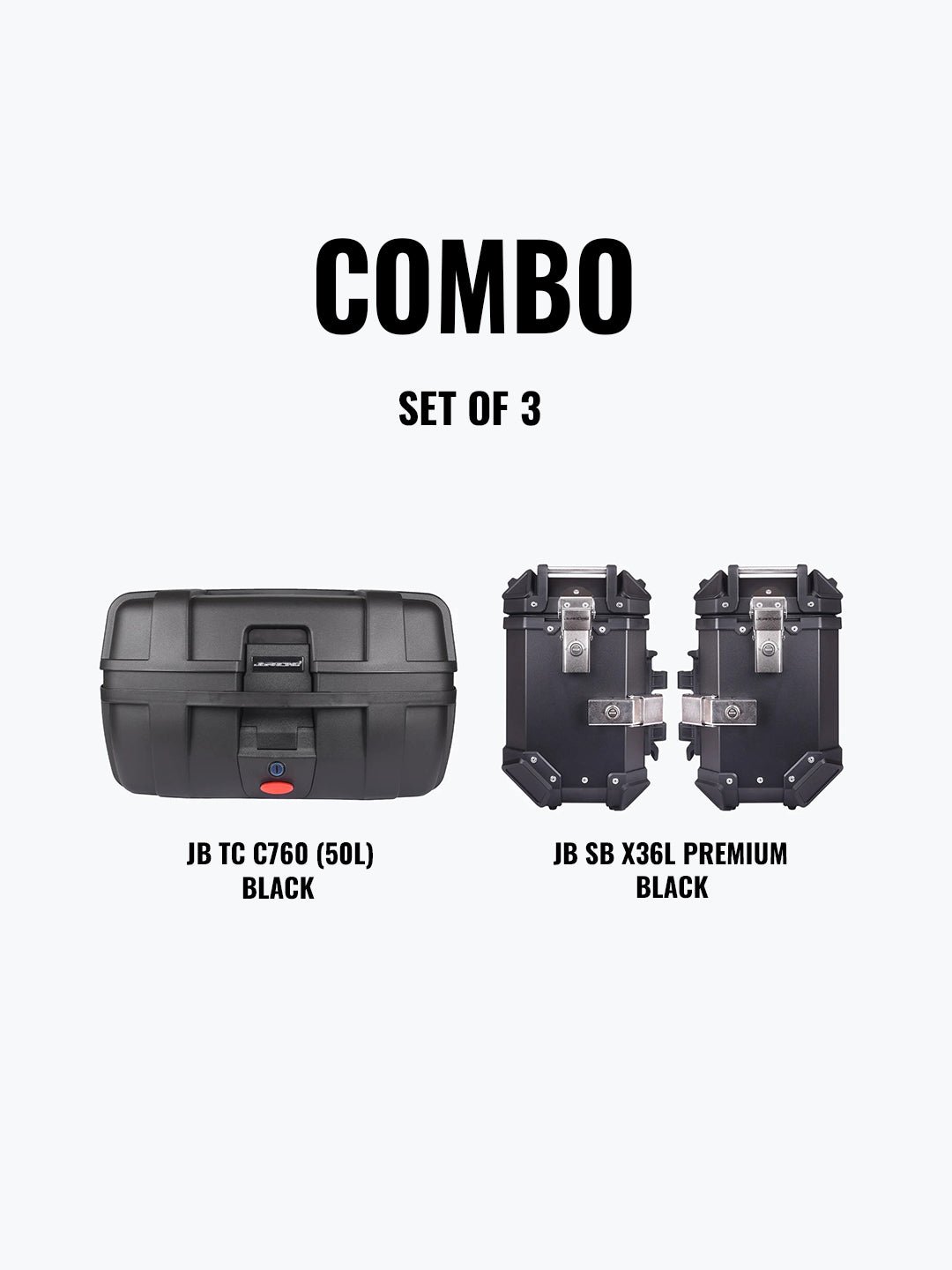 Set Of 3 Combo Of Jb Tc C760 (50L) Black + Jb Sb X36L Premium Black