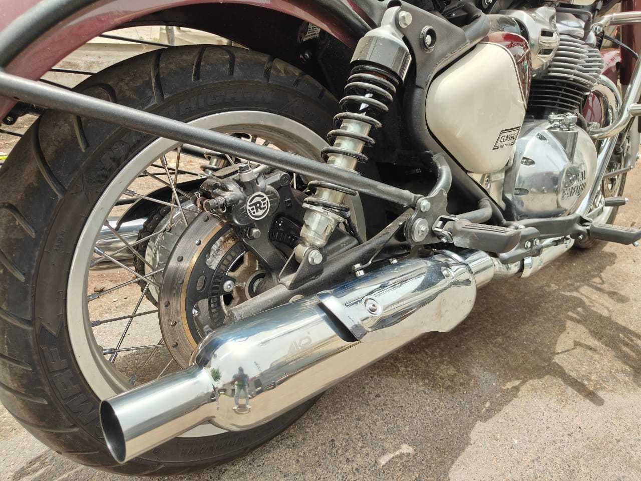 KP Racing System Replica Exhaust for Royal Enfield Classic 650 | SS304 Stainless Steel Performance Silencer with DB Killer, Heat Resistant Wool & Polished Finish image 2
