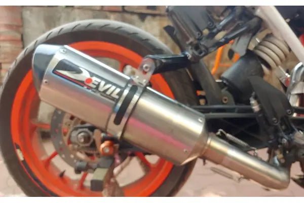 Devil Evolution Full Sports Exhaust System for KTM Duke 200 / KTM RC 200 (2017–2019, Non-BS6) | Performance Racing Exhaust India