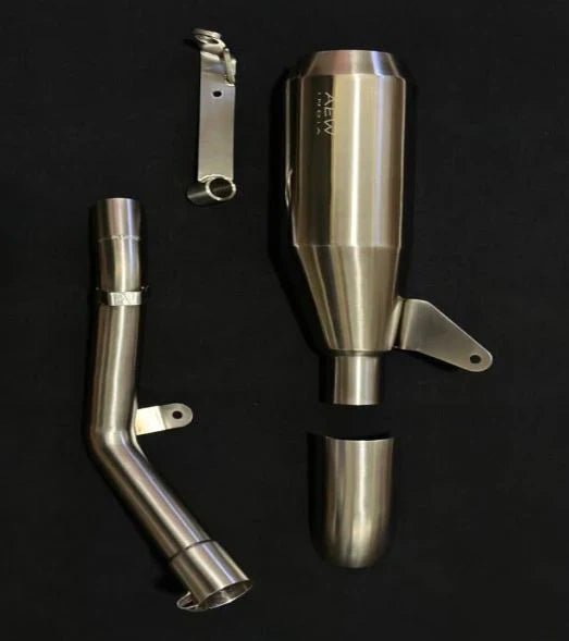 AEW EDGE Free Flow Exhaust with Mid Pipe & Centre Stand Bracket for Royal Enfield Himalayan 450 / Guerrilla 450 | AEW Performance Silencer