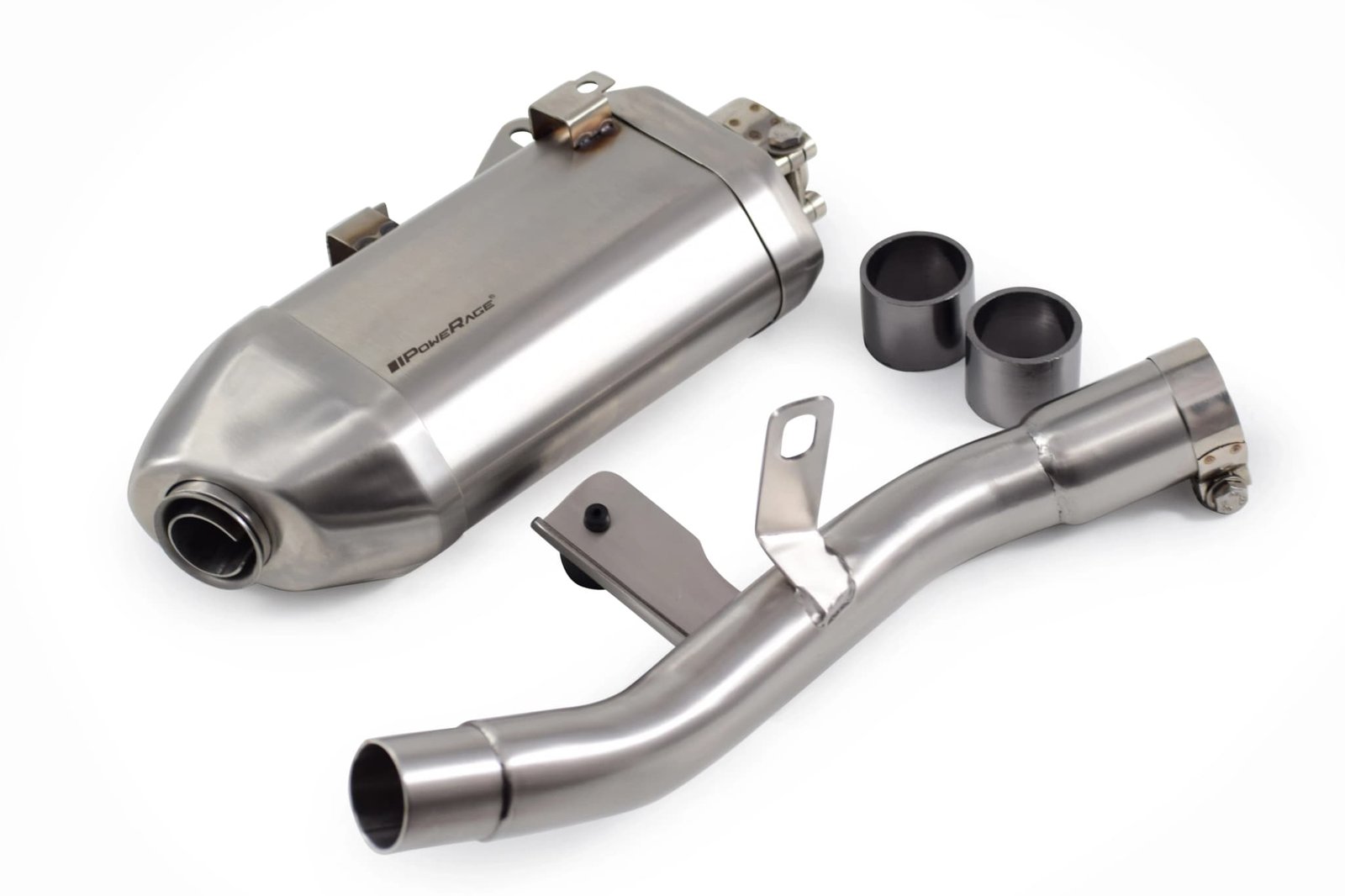 Powerage Slip-On Exhaust with De-Cat Pipe for Royal Enfield Himalayan 450 - Brushed Steel